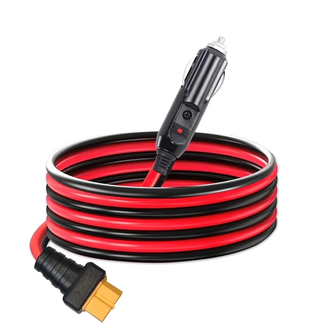 Alt view image 7 of 7 - Cigarette Lighter to XT60 Adapter Extension Cable, 14AWG 5FT 12V 24V Car Truck Charger and XT60 Female Connector Cable for Power Stations and Solar Generator (3.28FT)