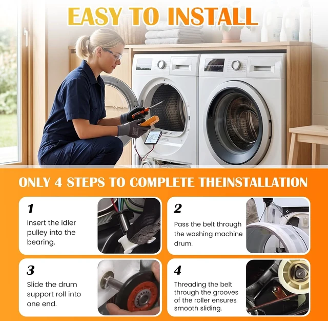 Alt view image 7 of 7 - 4392067 Dryer Repair Kit with W10837240 Dryer Idler Pulley, Fit for whirlpool Cabrio maytag Bravos XL kenmore Dryer, Includes WPW10314173 Drum Roller, 661570V Belt, 279640 Idler Pulley