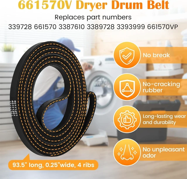 Alt view image 3 of 7 - 4392067 Dryer Repair Kit with W10837240 Dryer Idler Pulley, Fit for whirlpool Cabrio maytag Bravos XL kenmore Dryer, Includes WPW10314173 Drum Roller, 661570V Belt, 279640 Idler Pulley