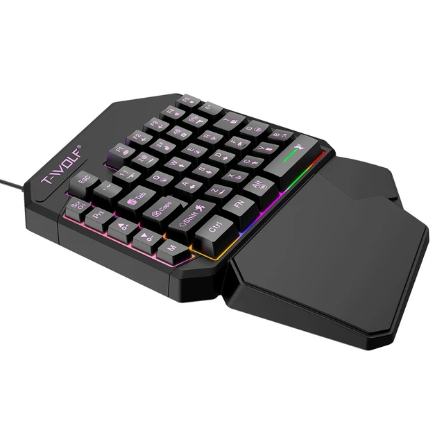 Alt view image 4 of 7 - T19 One-Handed Gaming Keyboard Gun God Throne Left-Hand Mechanical Feel Keyboard for Single-Hand Gaming Control(Mouse + Keyboard)