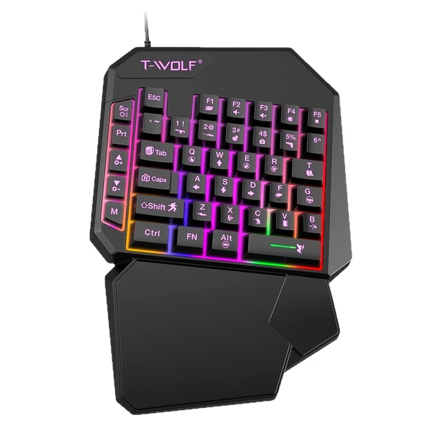 Alt view image 3 of 7 - T19 One-Handed Gaming Keyboard Gun God Throne Left-Hand Mechanical Feel Keyboard for Single-Hand Gaming Control(Mouse + Keyboard)
