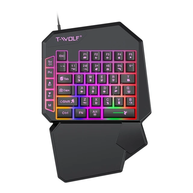 Alt view image 5 of 7 - T19 One-Handed Gaming Keyboard Gun God Throne Left-Hand Mechanical Feel Keyboard for Single-Hand Gaming Control(Mouse + Keyboard)