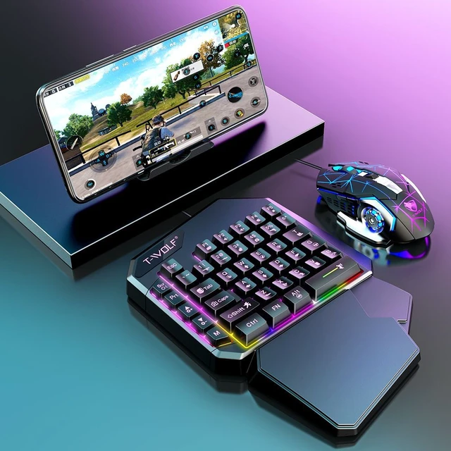 Alt view image 2 of 7 - T19 One-Handed Gaming Keyboard Gun God Throne Left-Hand Mechanical Feel Keyboard for Single-Hand Gaming Control(Mouse + Keyboard)