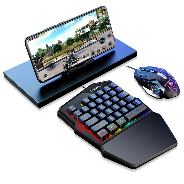 Alt view image 6 of 7 - T19 One-Handed Gaming Keyboard Gun God Throne Left-Hand Mechanical Feel Keyboard for Single-Hand Gaming Control(Mouse + Keyboard)