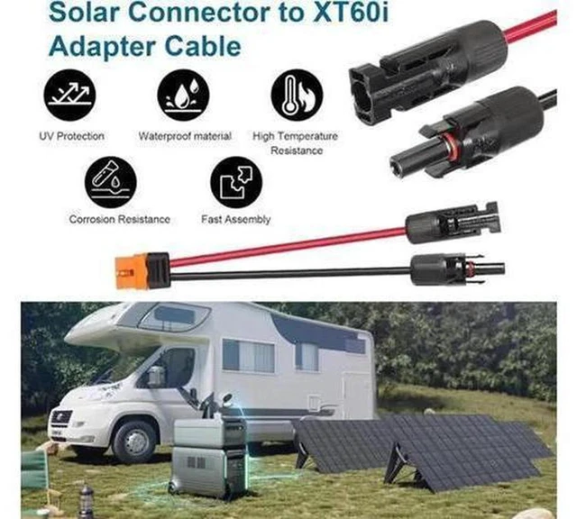 Alt view image 2 of 6 - MC4 to XT60i Cable, 12AWG 3M(10FT) Solar Panel Adapter Wire, MC4 Male Female to XT60i-F Female Connector Extension Cord for Portable Power Station, Solar Generator, Off-Grid Solar System
