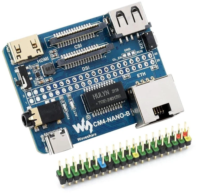 Main image of Nano Base Board (B) for Raspberry Pi Compute Module 4, Same Size as CM4, with Standard CM4 Socket, Raspberry Pi 40PIN GPIO, Gigabit Ethernet, USB2.0, DSI, CSI, HDMI, 3.5mm Audio Jack etc.