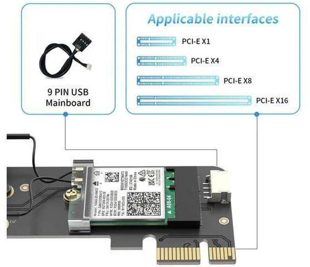 Alt view image 7 of 7 - WiFi 6 PCIe Wireless Card for Desktop PC, Intel AX200NGW Chip Bluetooth 5.2 Dual Band WiFi Adapter, OFDMA MU-MIMO Ultra Low Latency, Compatible Windows 10/11 64-bit