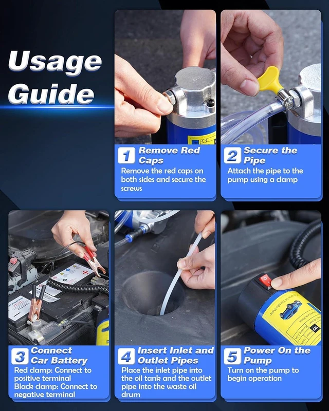 Alt view image 4 of 7 - 12V Oil Extraction Pump for Car Maintenance Electric Oil Change Tool, 100W High Power, 1-4L/min Flow Rate, Gear Pump Design for Car/Motorcycle/Boat Oil Changes