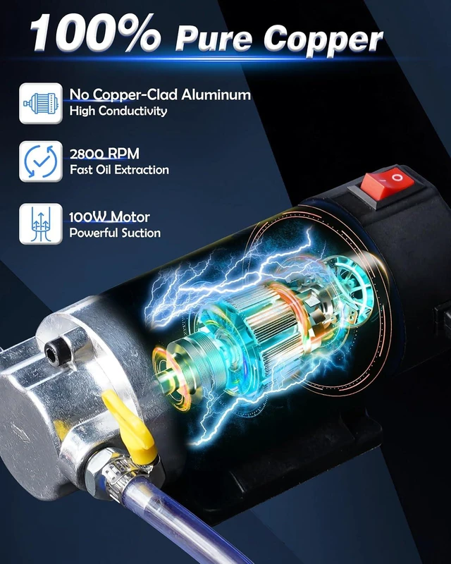 Alt view image 6 of 7 - 12V Oil Extraction Pump for Car Maintenance Electric Oil Change Tool, 100W High Power, 1-4L/min Flow Rate, Gear Pump Design for Car/Motorcycle/Boat Oil Changes