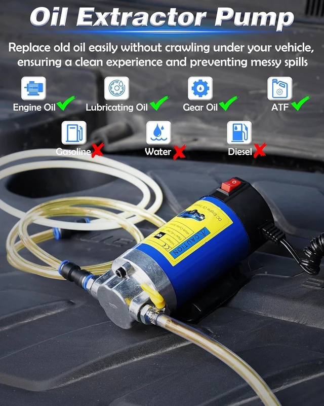 Alt view image 7 of 7 - 12V Oil Extraction Pump for Car Maintenance Electric Oil Change Tool, 100W High Power, 1-4L/min Flow Rate, Gear Pump Design for Car/Motorcycle/Boat Oil Changes