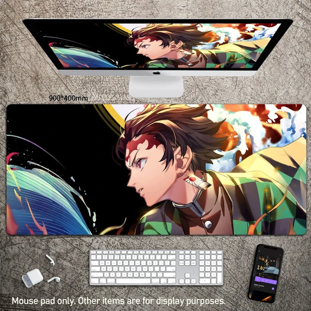 Main image of Demon Slayer Mouse Pad Extra Large Tanjiro Kamado Anime Desk Mat & Keyboard Pad, 35.4" x 15.7" x 0.12" (900x400x3mm),Anti-Slip Rubber Base