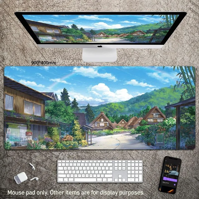 Main image of Nordic Oil Painting Mouse Pad XXL Gaming Desk Mat, Minimalist Artistic Countryside Style, Keyboard & Computer Mat,35.4" x 15.7" x 0.12" (900x400x3mm),Anti-Slip Country Breath
