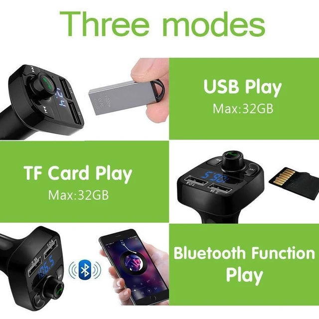 Alt view image 2 of 7 - X8 Car Bluetooth Receiver & Charger Lossless Sound Quality FM Transmitter, Plug-in Car MP3 Bluetooth Player