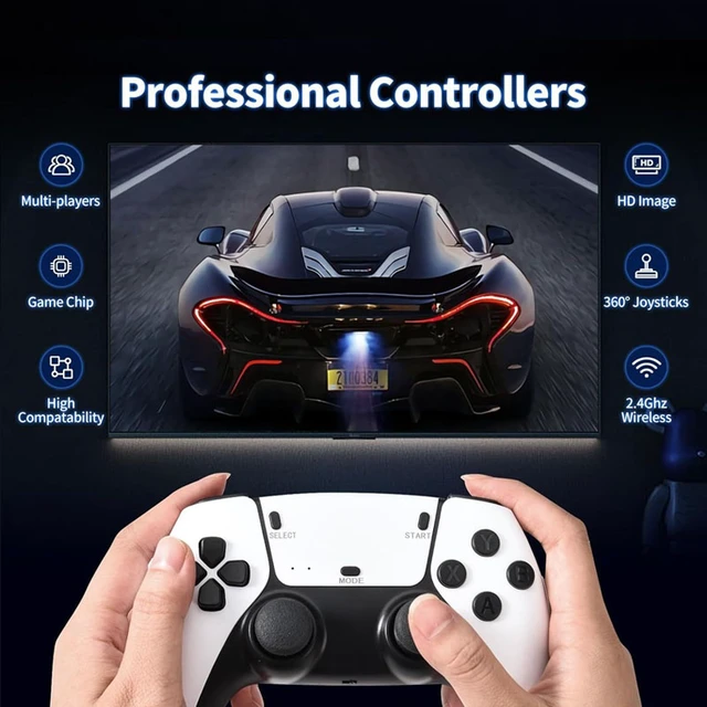 Alt view image 3 of 6 - M15 Game Console HD Cross-Border Retro Arcade, Home TV Console with 2.4G Wireless Controllers, Family Version 64G