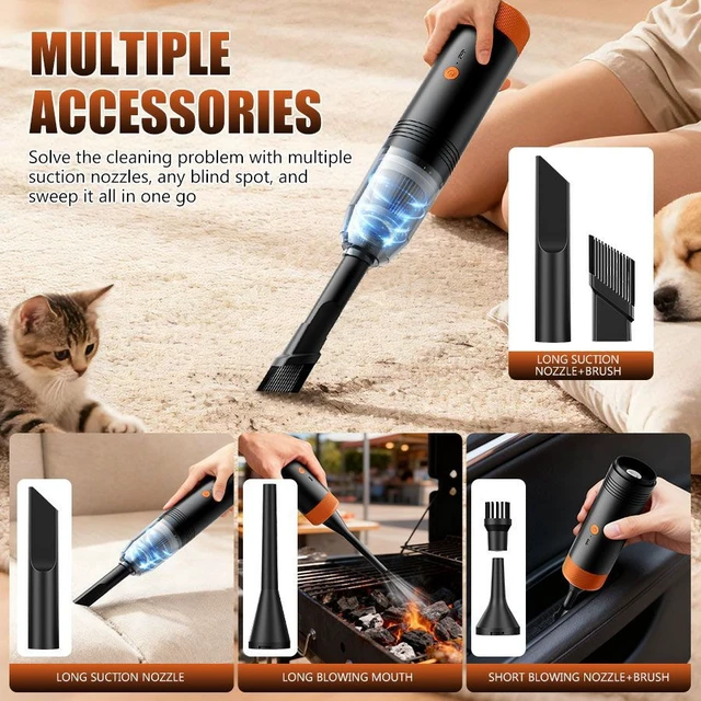 Alt view image 2 of 6 - Car Vacuum Cleaner Handheld Cordless Vacuum, Blow & Suction 2-in-1 for Car & Home, Super Strong Suction, 4-in-1 Blow/Suck/Pump/Charge, Dual Filters