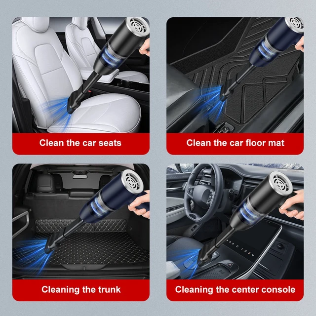 Alt view image 3 of 7 - Handheld Cordless Vacuum Cleaner Portable 2-in-1 for Home & Car, Strong Suction Multi-Function Vacuum, Rechargeable with Dual Filters -Blue