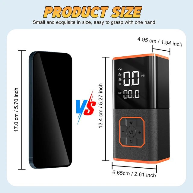 Alt view image 3 of 6 - Portable Car Air Pump Smart Digital Display Tire Inflator for Car, Bicycle, Basketball & More, Electric Air Compressor