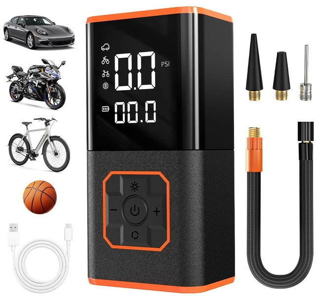 Main image of Portable Car Air Pump Smart Digital Display Tire Inflator for Car, Bicycle, Basketball & More, Electric Air Compressor