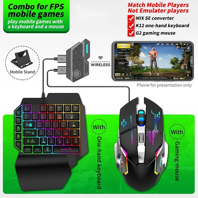 Alt view image 2 of 7 - One Handed Gaming Keyboard and Mouse Combo, RGB Backlit 35 Keys Half Hand Gaming Keyboard and Mouse Set with Wrist Rest Support and Converter for PC