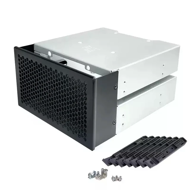 Alt view image 2 of 5 - HY 3-Bay HDD Cage Converts 2 x 5.25" Optical Bays to 3 x 3.5" Drive Bays, PC Case Storage Expansion Rack