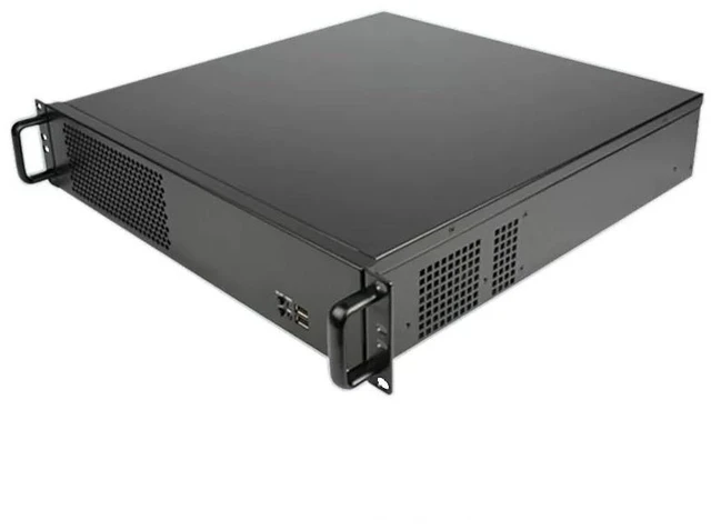 Alt view image 3 of 4 - 2U-245F Rackmount Industrial Short Chassis 45cm Depth, ATX Motherboard, Standard PSU Mount, Full-Height GPU Support, 3x 3.5" HDD, Dual 8025 Fans