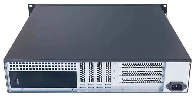 Alt view image 2 of 4 - 2U-245F Rackmount Industrial Short Chassis 45cm Depth, ATX Motherboard, Standard PSU Mount, Full-Height GPU Support, 3x 3.5" HDD, Dual 8025 Fans