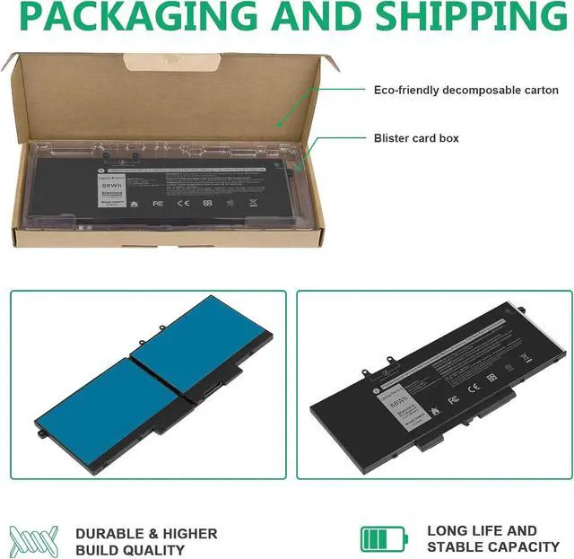 Alt view image 14 of 14 - LXHY 3HWPP Laptop Battery Replacement for Dell Latitude 5401 5410 5411 5501 5510 5511 Precision 3541 3551 Inspiron 7706 2-in-1 Inspiron 17 7500/7506 2-in-1 Black 10X1J N2NLL 1VY7F 451-BCMN 15.2V 68Wh