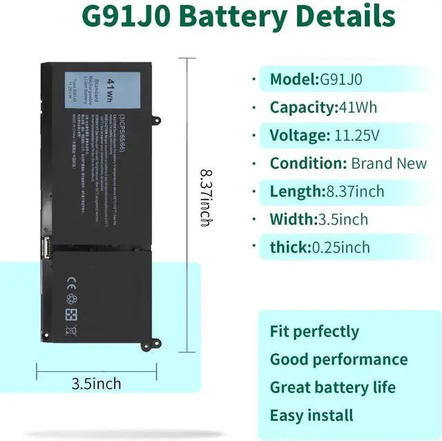 Alt view image 8 of 12 - LXHY 41Wh G91J0 Battery for Dell Latitude 3520 3320 3330 3420 Inspiron 3510 3511 3515 3525 3530 5310 5320 5330 5410 5510 5515 14 7420 16-7620 2-in-1 Series Vostro 5620 5625 11.25V