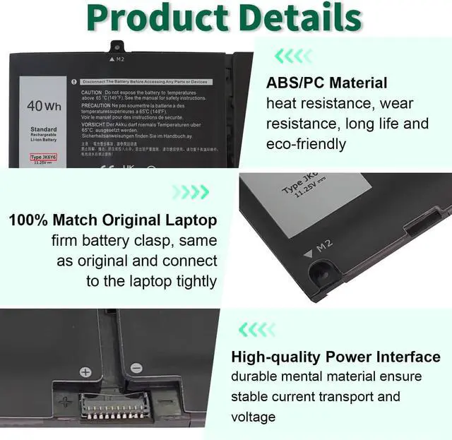 Alt view image 9 of 12 - LXHY 40Wh JK6Y6 Battery for Dell Inspiron 5300 5301 5401 5402 5408 5409 5501 5508 5509 5400 5406 7405 7300 7306 7500 7506 2-in-1 Series Latitude 3410 3510 Vostro 5301 5401 5501 P102F H5CKD 11.25V