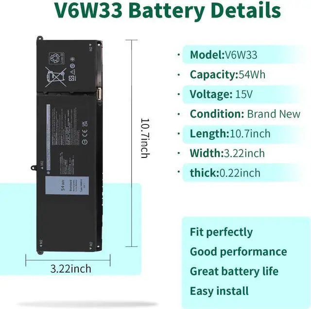 Alt view image 9 of 14 - LXHY V6W33 Battery Replacement for Dell Inspiron 15 3511 3520 3515 3510 5510 5515 5518 5310 5635 5625 5630 Latitude 3320 3330 3420 3520 Vostro 3515 3525 Series 15V 54Wh