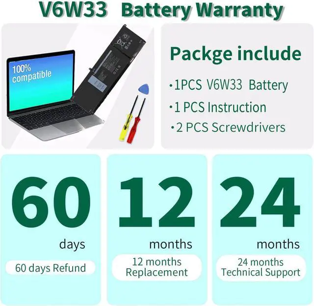Alt view image 13 of 14 - LXHY V6W33 Battery Replacement for Dell Inspiron 15 3511 3520 3515 3510 5510 5515 5518 5310 5635 5625 5630 Latitude 3320 3330 3420 3520 Vostro 3515 3525 Series 15V 54Wh