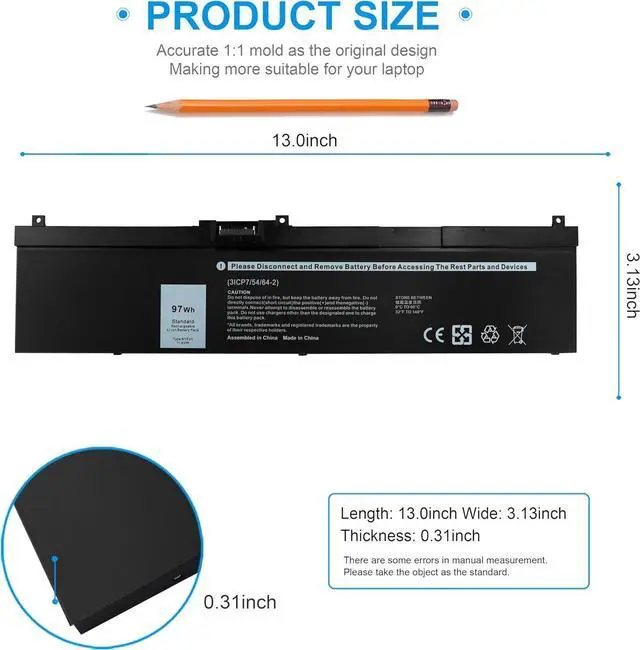 Alt view image 11 of 14 - LXHY 97Wh Type NYFJH 11.4V Laptop Battery Replacement for Dell Precision 7530 7540 7730 7740 P34E P34E001 P34E002 P74F P74F001 P74F002 451-BCGI 0WNRC 00WNRC GW0K9 0GW0K9 6-Cell