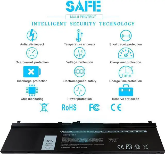 Alt view image 14 of 14 - LXHY 97Wh Type NYFJH 11.4V Laptop Battery Replacement for Dell Precision 7530 7540 7730 7740 P34E P34E001 P34E002 P74F P74F001 P74F002 451-BCGI 0WNRC 00WNRC GW0K9 0GW0K9 6-Cell