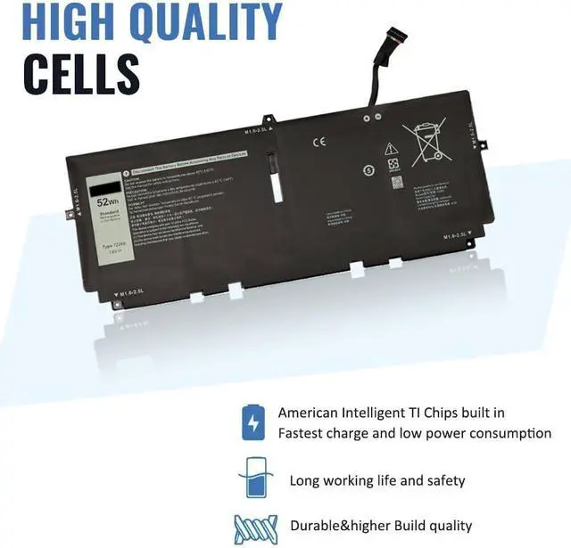 Alt view image 10 of 14 - LXHY 722KK Laptop Battery Replacement for Dell XPS 13 9300 (2020), XPS 13 9310 (2020), XPS 13 9380 (2020) P117G P117G001 P117G002 Series Laptop Battery for Dell 722KK 2XXFW FP86V WN0N0 7.6V/52Wh