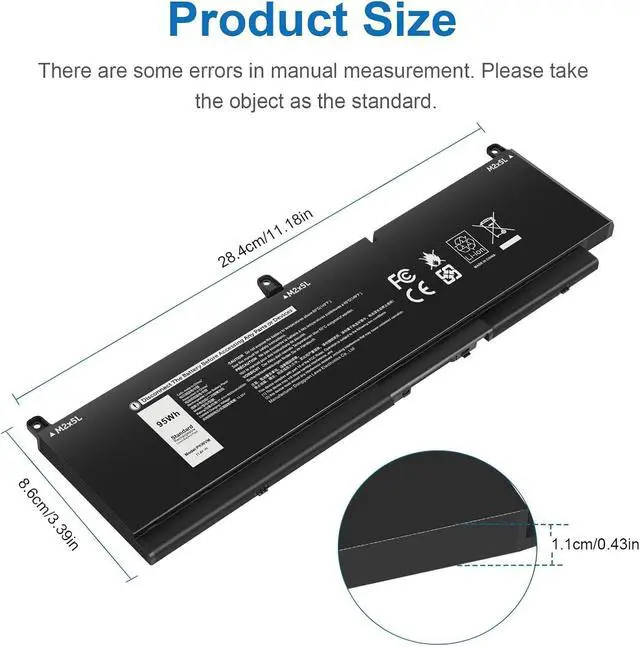 Alt view image 11 of 14 - LXHY PKWVM Laptop Battery Replacement for Dell Precision 7550 7560 7750 7760 Mobile Workstation P44E P93F P44E001 P44E002 P93F001 P93F002 C903V CR72X 0CR72X 0447VR 068N03 17C06 453-BBCQ