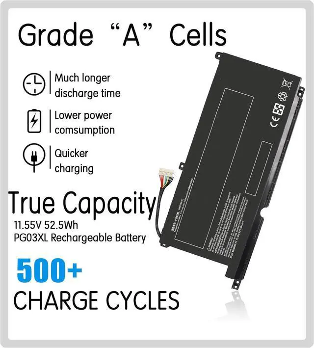 Alt view image 9 of 14 - LXHY 52.5WH PG03XL Replacement HP Pavilion Gaming 15 Laptop Battery for hp Pavilion 15-DK0XXX DK0056WM DK0068WM 15-DK0055NR/DK200/EC0013DX 15Z-EC200 16-A0032DX A0035NR L48495-005 Battery(Type A)