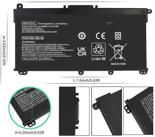 Alt view image 12 of 14 - LXHY HW03XL Replacement Battery for HP Pavilion 15-EG 15-EH 17-CN 17-CP 15-EG0073CL 15-EG2073CL 15-EG1053CL 15-EG1073CL