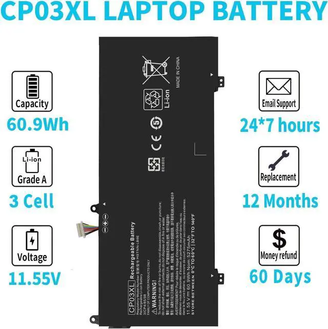 Alt view image 11 of 12 - LXHY CP03XL Laptop Battery for HP Spectre X360 Convertible 13-ae0xx 13-ae013dx 13-ae014dx 13-ae011dx 13-ae012dx 13-ae000 13t-ae000 13-ae049ng 13-ae040ng 929072-855 929066-421 CP03060XL HSTNN-LB8E