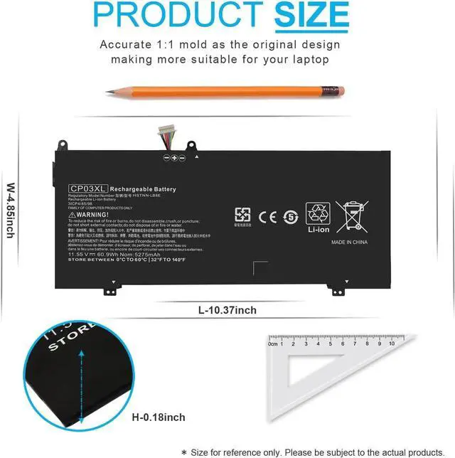 Alt view image 10 of 12 - LXHY CP03XL Laptop Battery for HP Spectre X360 Convertible 13-ae0xx 13-ae013dx 13-ae014dx 13-ae011dx 13-ae012dx 13-ae000 13t-ae000 13-ae049ng 13-ae040ng 929072-855 929066-421 CP03060XL HSTNN-LB8E