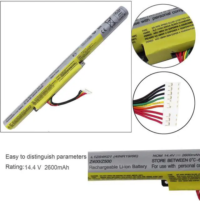 Alt view image 10 of 12 - LXHY L12S4K01 Battery Compatible with Lenovo Ideapad Z400 Z500 Z510 P500 P400 Touch Series L12S4E21 L12M4E21 L12M4K01 4INR19/65-1 14.8V 48WH