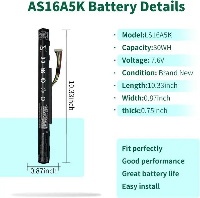 Alt view image 9 of 14 - LXHY AS16A5K Battery for for Acer Aspire E15 E5-575 E5-575G E5-576 E5-576G N16Q2 E5-575-33BM E5-575-52JF E5-575-54E8 E5-575-54EB E5-575G-53VG E5-575G-57D4 E5-575G-76YK E5-576G-5762 AS16A8K 4INR19/66-1