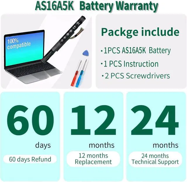 Alt view image 12 of 14 - LXHY AS16A5K Battery for for Acer Aspire E15 E5-575 E5-575G E5-576 E5-576G N16Q2 E5-575-33BM E5-575-52JF E5-575-54E8 E5-575-54EB E5-575G-53VG E5-575G-57D4 E5-575G-76YK E5-576G-5762 AS16A8K 4INR19/66-1