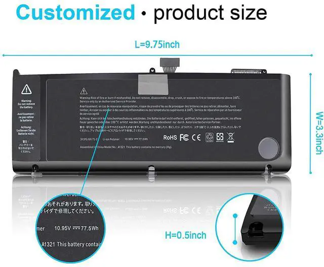 Alt view image 8 of 12 - 77.5WH Type A1321 Battery Replacement for Apple MacBook Pro 15" inch A1286(Mid 2009 Mid 2010 Version), MB985 MB986J/A MB986CH/A MC118 MB986 661-5211 020-6380-A 020-6766-B