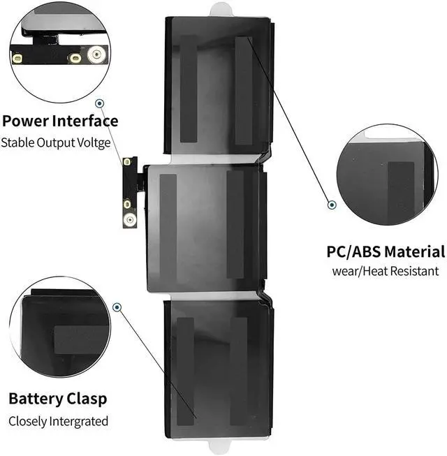 Alt view image 9 of 14 - A1708 A1713 Battery Compatible with MacBook Pro 13 inch (Late 2016, Mid 2017) EMC 2978 EMC 3164 020-00946 MPXQ2LL/A MLL42LL/A MLUQ2LL/A MPXR2LL/A MPXU2LL/A MPXT2LL/A MacBookPro13,1 14,1 54.5Wh 4781mAh