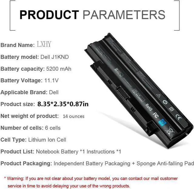 Alt view image 10 of 14 - LXHY J1KND 11.1v 48wh Laptop Battery for Dell Inspiron13R N3010 N3110 14R N4010 N4110 N4050 M4040 15R N5010 N5110 N5030 N5040 N5050 M5040 M5040 17R N7010 N7110 Battery fits 3550 3520 TKV2V 04YRJH