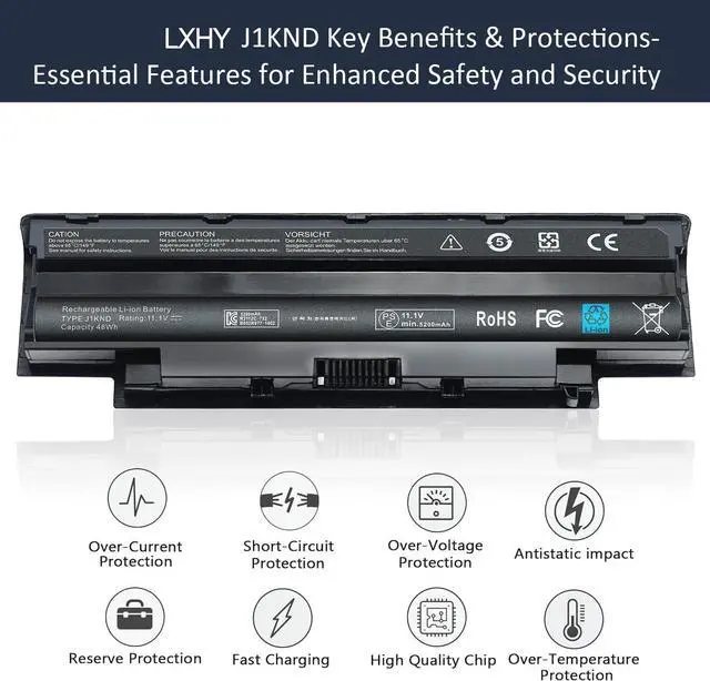 Alt view image 13 of 14 - LXHY J1KND 11.1v 48wh Laptop Battery for Dell Inspiron13R N3010 N3110 14R N4010 N4110 N4050 M4040 15R N5010 N5110 N5030 N5040 N5050 M5040 M5040 17R N7010 N7110 Battery fits 3550 3520 TKV2V 04YRJH