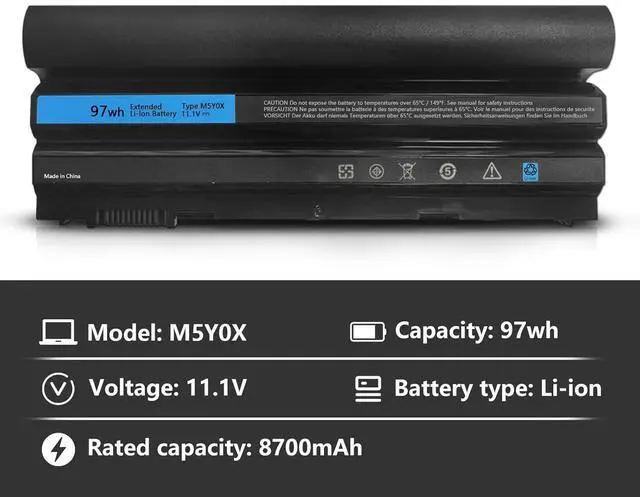 Alt view image 9 of 14 - LXHY 97Wh M5Y0X 9-Cell Laptop Battery for Dell Latitude E6420 E6430 E6440 E6520 E6530 E6540 E5420 E5430 E5520 E5530 Inspiron 4420 5420 5425 7420 7520 N4420 N4720 N5420 M421R M521R 2P2MJ NHXVW 71R31