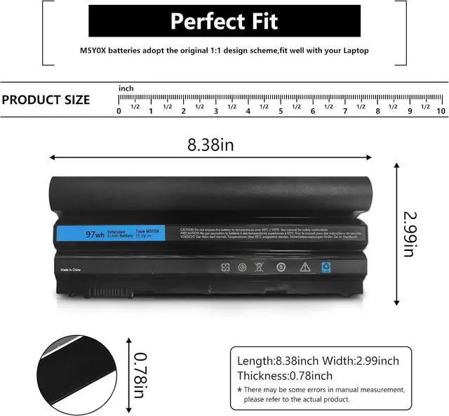 Alt view image 12 of 14 - LXHY 97Wh M5Y0X 9-Cell Laptop Battery for Dell Latitude E6420 E6430 E6440 E6520 E6530 E6540 E5420 E5430 E5520 E5530 Inspiron 4420 5420 5425 7420 7520 N4420 N4720 N5420 M421R M521R 2P2MJ NHXVW 71R31