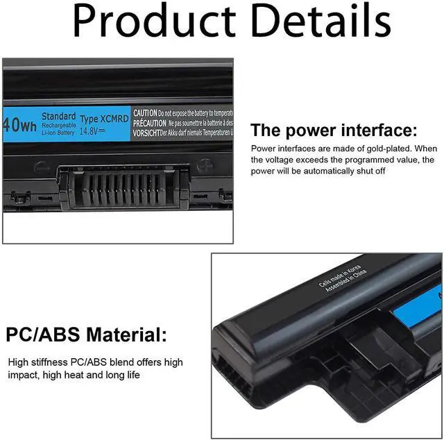 Alt view image 9 of 14 - 40WH Type XCMRD Battery Replacement for Dell Inspiron 14 3421 15 3000 3521 3543 15r 3537 5000 5521 5537 17 3721 17r 5737 5721 Latitude 3440 3540 P28F Vostro 2521 2421 PVJ7J YGMTN 9K1VP XRDW2 V1YJ7