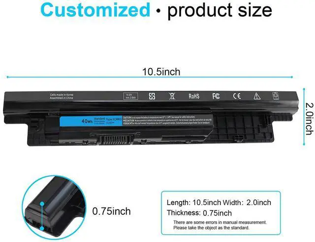 Alt view image 10 of 14 - 40WH Type XCMRD Battery Replacement for Dell Inspiron 14 3421 15 3000 3521 3543 15r 3537 5000 5521 5537 17 3721 17r 5737 5721 Latitude 3440 3540 P28F Vostro 2521 2421 PVJ7J YGMTN 9K1VP XRDW2 V1YJ7